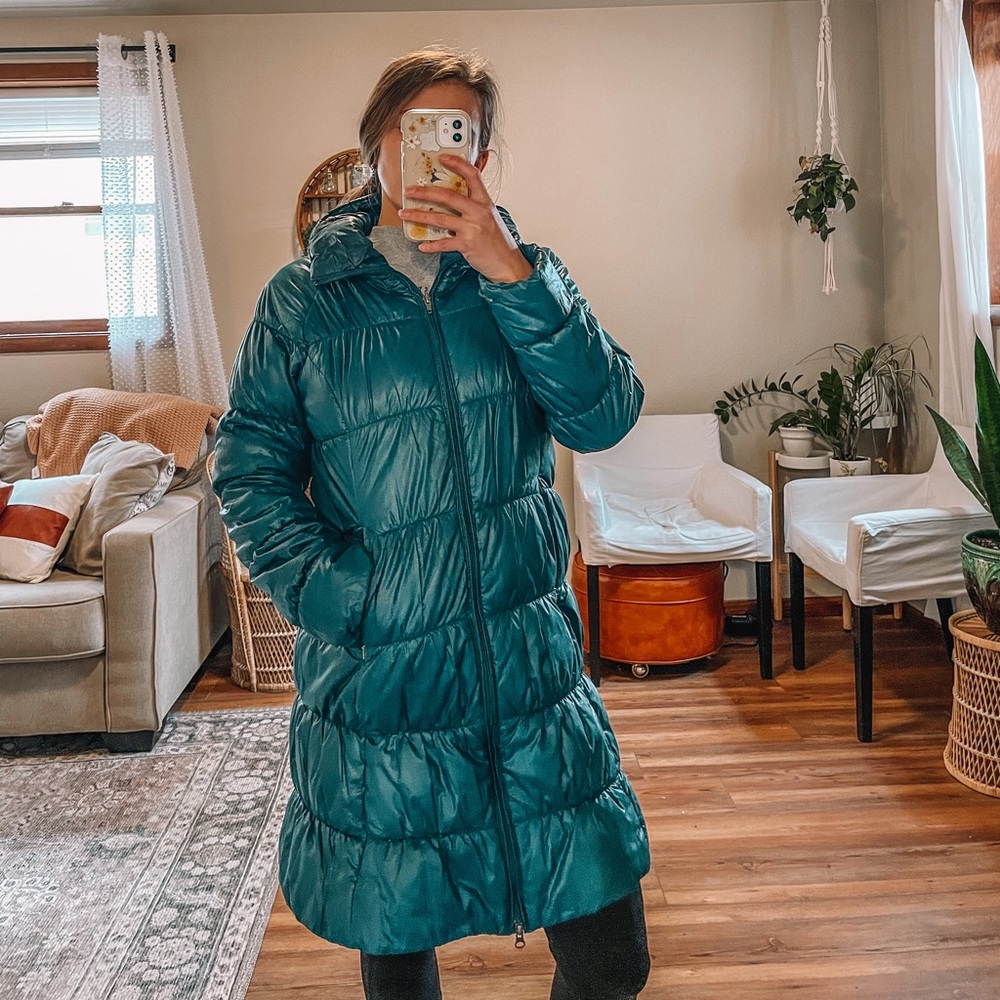 Patagonia Lidia Parka Long Puffer Jacket Teal size small